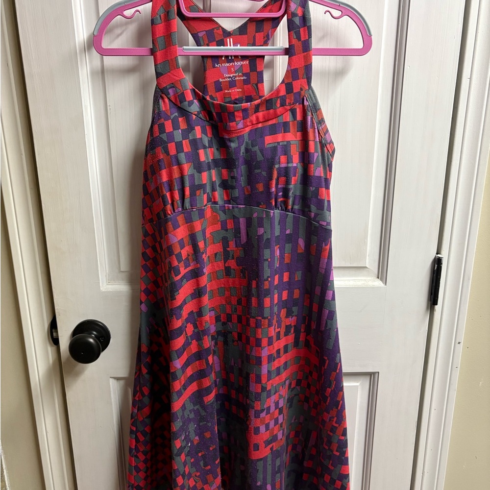 Krimson Klover Red and Purple Geometric Dress